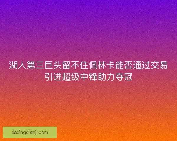 湖人第三巨头留不住佩林卡能否通过交易引进超级中锋助力夺冠 湖人第三巨头留不住佩林卡能否通过交易引进超级中锋助力夺冠