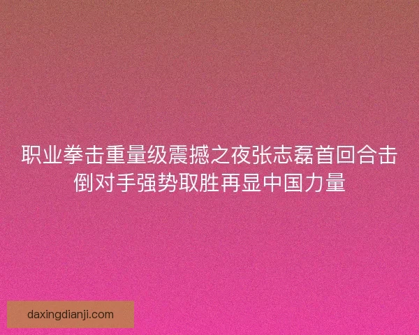 职业拳击重量级震撼之夜张志磊首回合击倒对手强势取胜再显中国力量 职业拳击重量级震撼之夜张志磊首回合击倒对手强势取胜再显中国力量