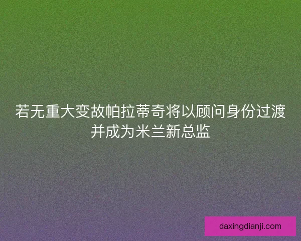 若无重大变故帕拉蒂奇将以顾问身份过渡并成为米兰新总监 若无重大变故帕拉蒂奇将以顾问身份过渡并成为米兰新总监